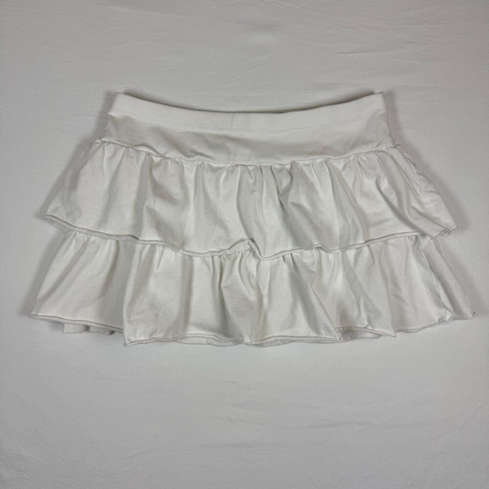 H&M Divided White Tiered Ruffle Mini Skirt Women's M